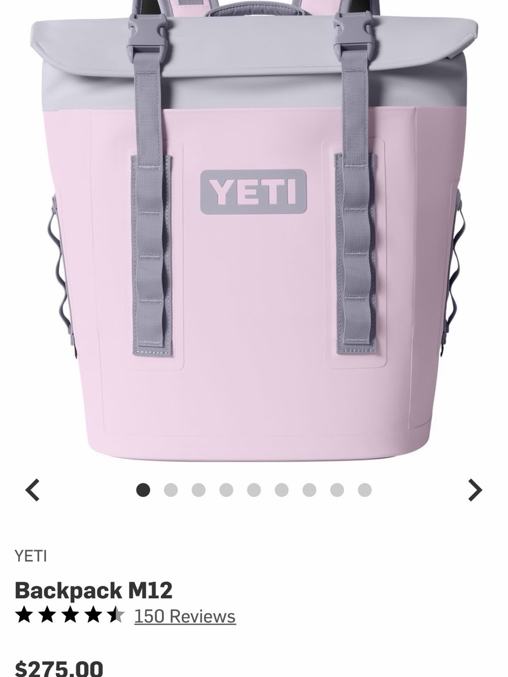 Yeti White Soft Cooler Backpack with Gray Accents M12 - Picture 5 of 6